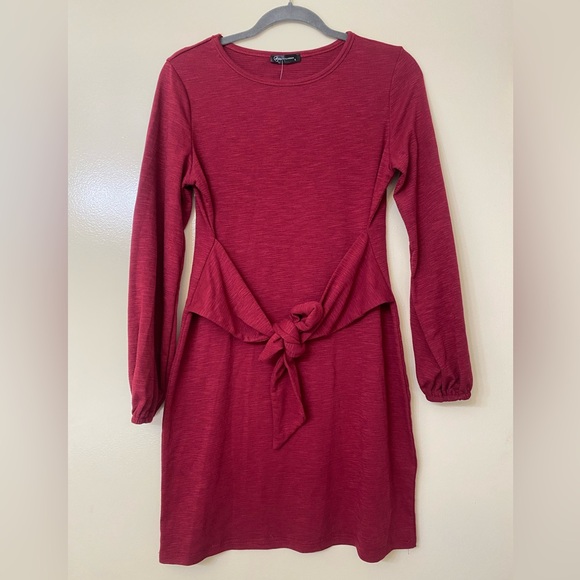 PRETTY GARDEN burgundy long sleeve dress - Picture 2 of 9